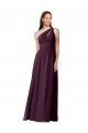 Sleeveless One Shoulder Chiffon Grape Long Floor Length Bridesmaid Dress Leicester