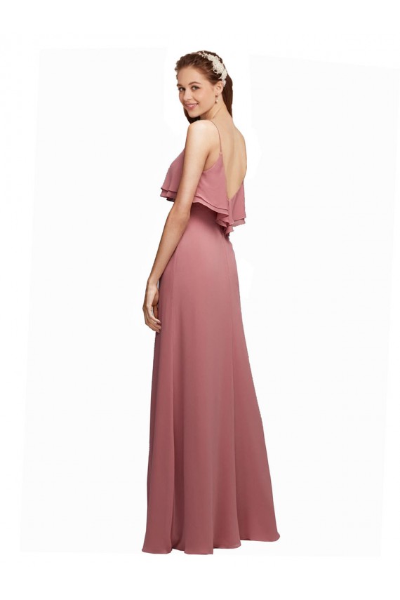 Sleeveless Scoop Neck Chiffon Dark Navy Long Floor Length Bridesmaid Dress Leicester