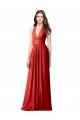 Sleeveless V-Neck Soft Chiffon Red Long Bridesmaid Dress / Formal Dress Leicester