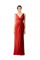 Sleeveless V-Neck Soft Chiffon Red Long Bridesmaid Dress Leicester