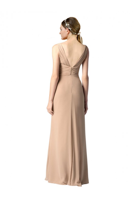 Sleeveless V-Neck Soft Chiffon Red Long Bridesmaid Dress Leicester