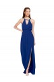 Sleeveless High Neck Soft Chiffon Royal Blue A-Line Long Bridesmaid Dress Leicester