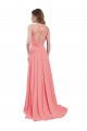 Sleeveless Halter Neck Chiffon Watermelon Long Bridesmaid Dress / Evening Dress Leicester