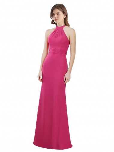 Sleeveless High Neck Soft Chiffon Ruby Long Bridesmaid Dress Leicester