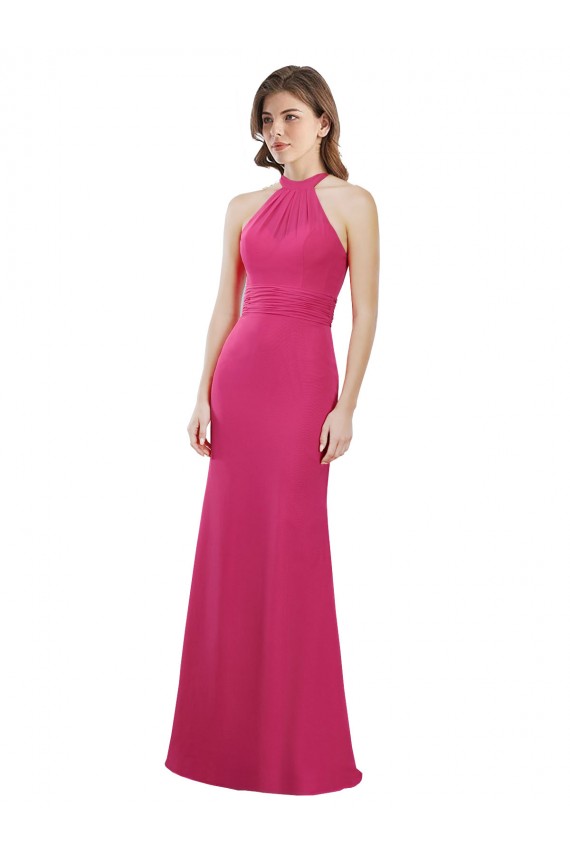 Sleeveless High Neck Soft Chiffon Ruby Long Bridesmaid Dress Leicester