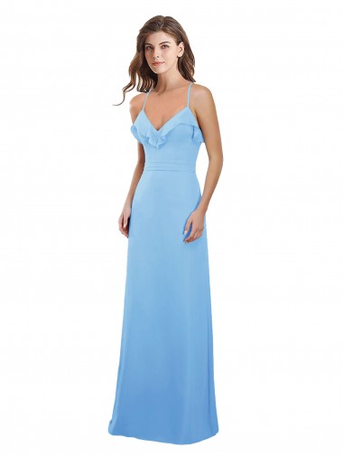 Sleeveless Sweetheart Soft Chiffon Periwinkle Long Bridesmaid Dress Leicester