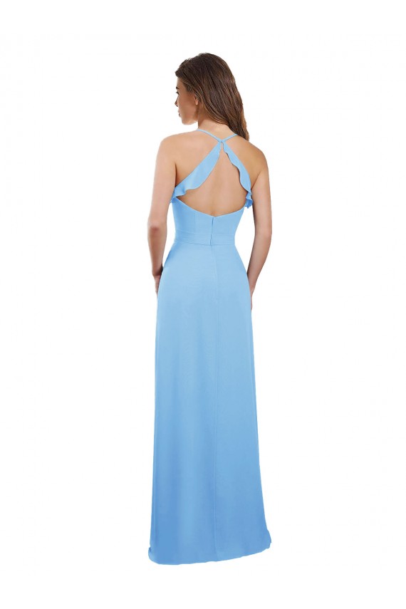 Sleeveless Sweetheart Soft Chiffon Periwinkle Long Bridesmaid Dress Leicester