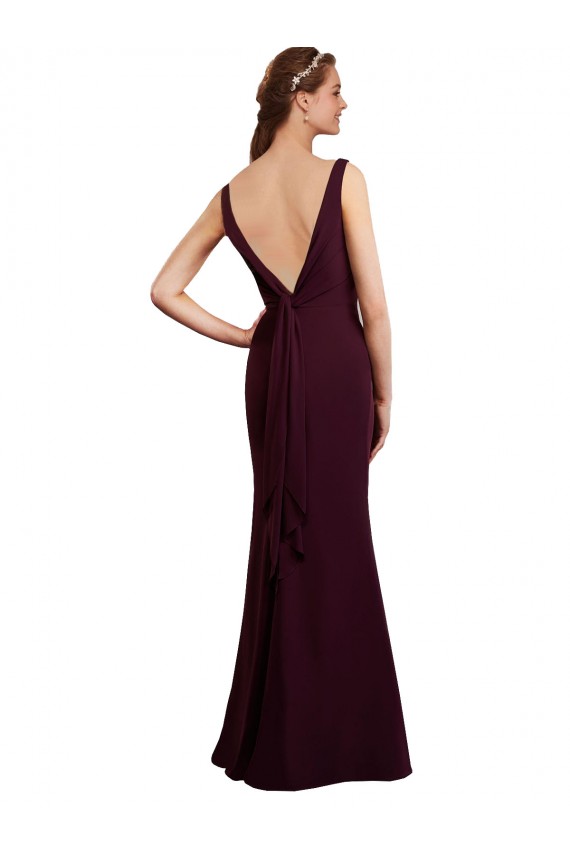 Sleeveless V-Neck Soft Chiffon Burgundy Gold Long Bridesmaid Dress Leicester