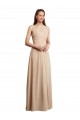 Sleeveless Halter Neck Soft Chiffon Champagne Long Bridesmaid Dress Leicester