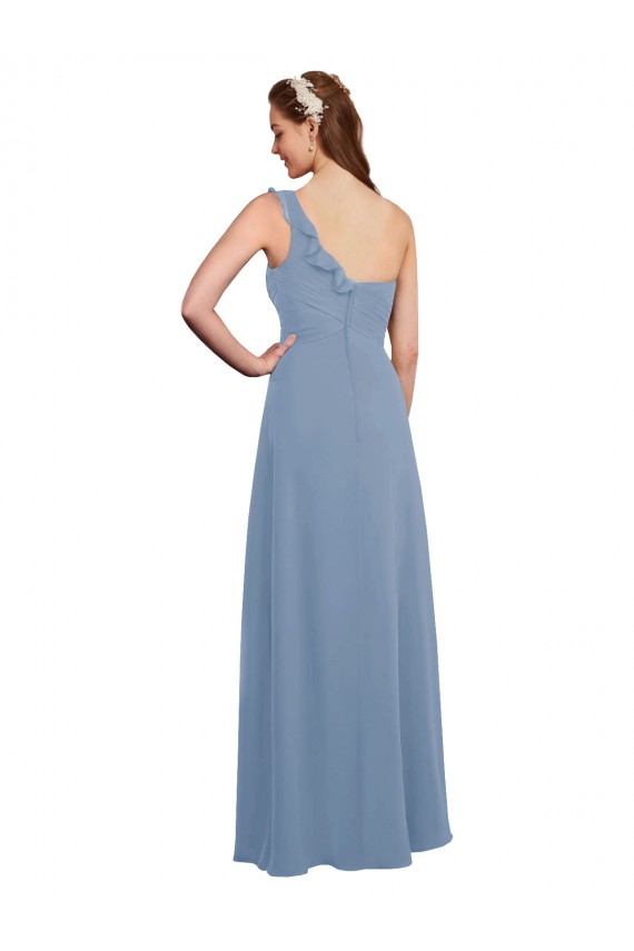 Sleeveless Sweetheart Chiffon Dusty Blue Long Formal Dress / Bridesmaid Dress Leicester