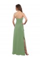 Sleeveless One Shoulder Soft Chiffon Seagrass Long Bridesmaid Dress Leicester