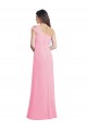Sleeveless One Shoulder Chiffon Barely Pink Long Bridesmaid Dress Leicester