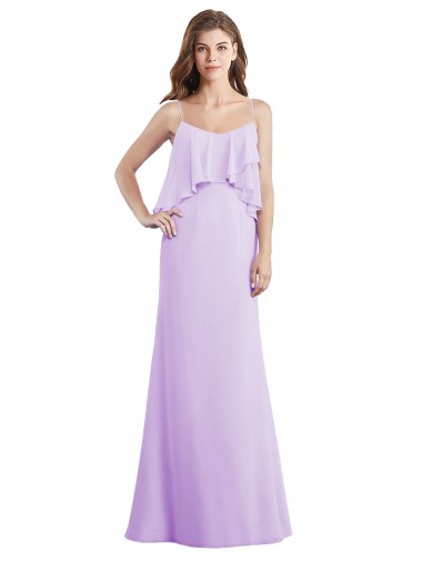 Sleeveless Scoop Neck Chiffon Lilac Long Bridesmaid Dress / Evening Dress Leicester