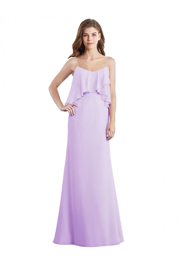 Sleeveless Scoop Neck Chiffon Lilac Long Bridesmaid Dress / Evening Dress Leicester