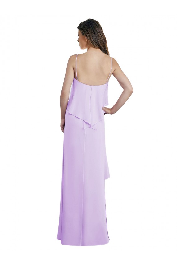 Sleeveless Scoop Neck Chiffon Lilac Long Bridesmaid Dress / Evening Dress Leicester