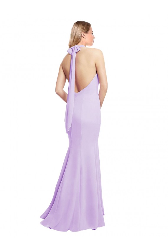 Sleeveless Halter Neck Soft Chiffon Burgundy Mermaid Long Bridesmaid Dress Leicester