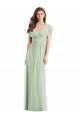 Flutter Sleeves V-Neck Soft Chiffon Sage Long Bridesmaid Dress Leicester