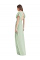 Flutter Sleeves V-Neck Soft Chiffon Sage Long Bridesmaid Dress Leicester