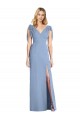 Sleeveless V-Neck Soft Chiffon Dusty Blue Mermaid Long Bridesmaid Dress Leicester
