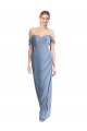 Sleeveless Off the Shoulder Soft Chiffon Dusty Blue Long Semi Formal Evening Dress / Bridesmaid Dress Leicester