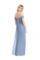 Sleeveless Off the Shoulder Soft Chiffon Dusty Blue Long Semi Formal Evening Dress / Bridesmaid Dress Leicester