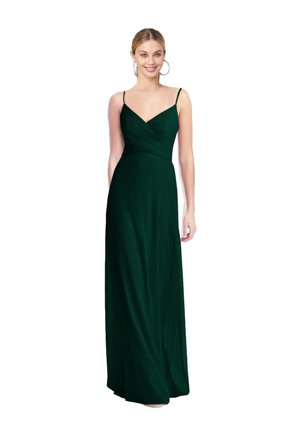 Sleeveless V-Neck Soft Chiffon Ever Green Long Bridesmaid Dress Leicester