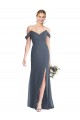 Sleeveless Off the Shoulder Soft Chiffon Silver Stone Long Bridesmaid Dress Leicester