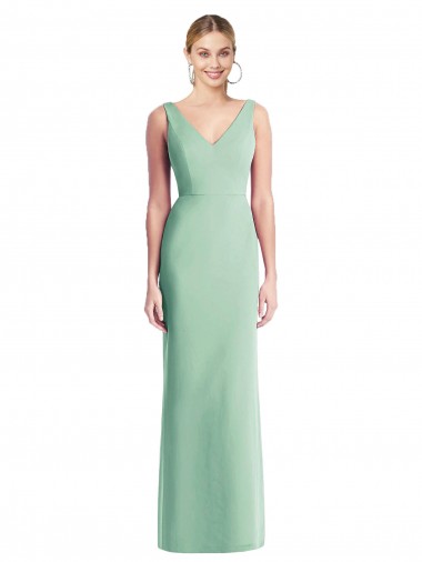 Sleeveless V-Neck Soft Chiffon Mint Green Trumpet Long Bridesmaid Dress Leicester