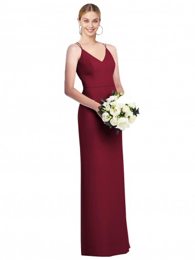 Sleeveless V-Neck Soft Chiffon Burgundy Long Formal Dress / Bridesmaid Dress Leicester