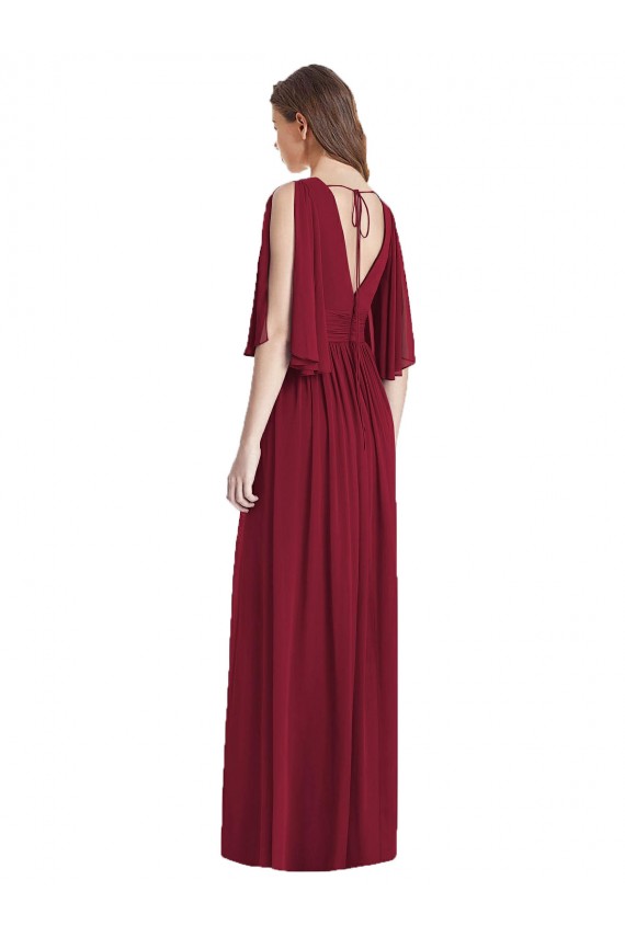 Sleeveless V-Neck Soft Chiffon Dark Navy Long Semi Formal Evening Dress / Bridesmaid Dress Leicester