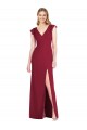Ruffle Sleeves V-Neck Soft Chiffon Burgundy Long Bridesmaid Dress Leicester