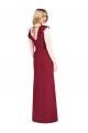Ruffle Sleeves V-Neck Soft Chiffon Burgundy Long Bridesmaid Dress Leicester