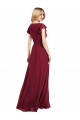 Flutter Sleeves V-Neck Lxue Chiffon Royal Blue Long Bridesmaid Dress Leicester