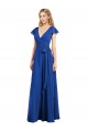 Flutter Sleeves V-Neck Lxue Chiffon Royal Blue Long Bridesmaid Dress Leicester