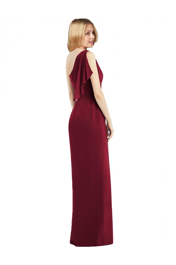 Sleeveless One Shoulder Soft Chiffon Olive Green Long Bridesmaid Dress Leicester