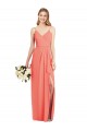 Sleeveless V-Neck Soft Chiffon Coral Long Formal Dress / Bridesmaid Dress Leicester
