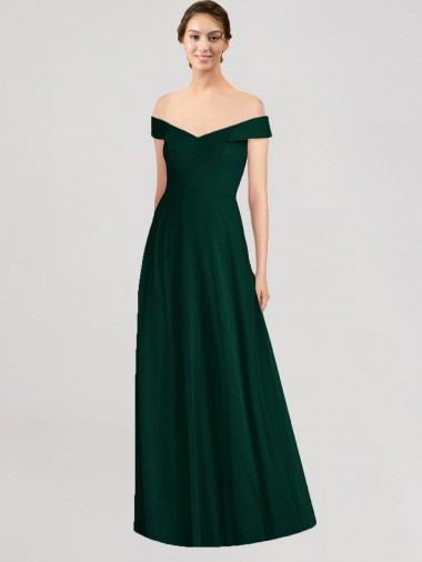Sleeveless V-Neck Soft Chiffon Ever Green Long Formal Dress / Bridesmaid Dress Leicester
