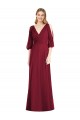 Bell Sleeves V-Neck Soft Chiffon Burgundy Long Formal Dress / Bridesmaid Dress Leicester