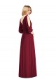 Bell Sleeves V-Neck Soft Chiffon Burgundy Long Formal Dress / Bridesmaid Dress Leicester
