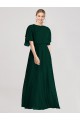 Flutter Sleeves Round Neck Soft Chiffon Ever Green Long Bridesmaid Dress Leicester