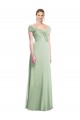 Sleeveless Off the Shoulder Soft Chiffon Sage Trumpet Long Bridesmaid Dress Leicester