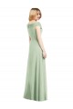 Sleeveless Off the Shoulder Soft Chiffon Sage Trumpet Long Bridesmaid Dress Leicester