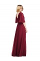 Flutter Sleeves V-Neck Soft Chiffon Smoke Green Long Bridesmaid Dress Leicester