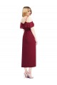 Cold Shoulder V-Neck Soft Chiffon Salmon Cocktail Length High Low Bridesmaid Dress Leicester