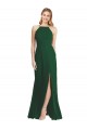 Sleeveless High Neck Soft Chiffon Dark Green Long Semi Formal Evening Dress / Bridesmaid Dress Leicester