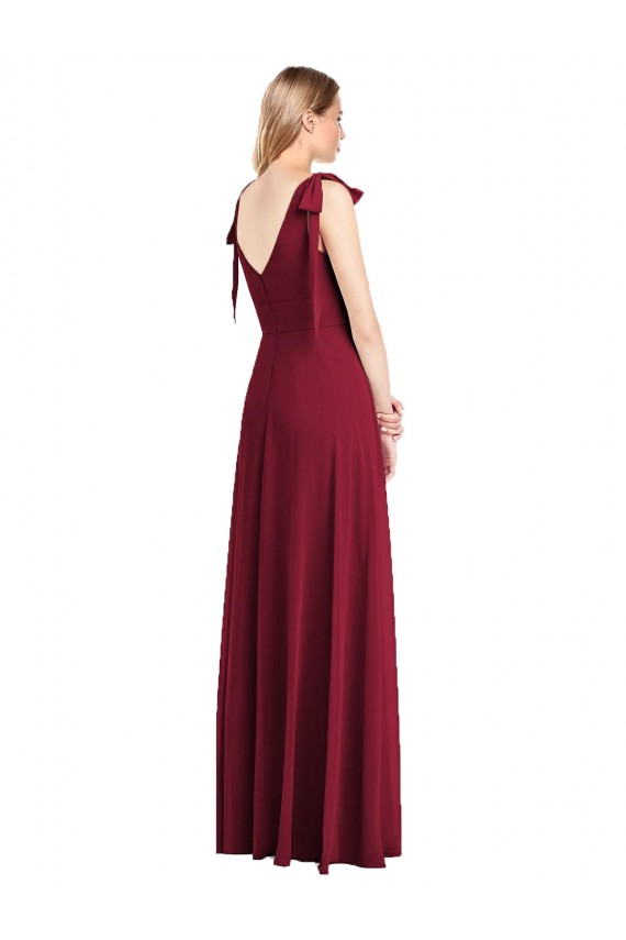 Sleeveless V-Neck Soft Chiffon Coral Trumpet Long Bridesmaid Dress Leicester