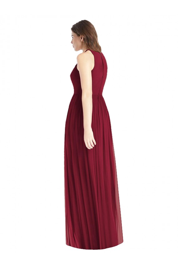 Sleeveless Halter Neck Soft Chiffon Lilac Long Bridesmaid Dress Leicester