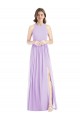 Sleeveless Halter Neck Soft Chiffon Lilac Long Bridesmaid Dress Leicester