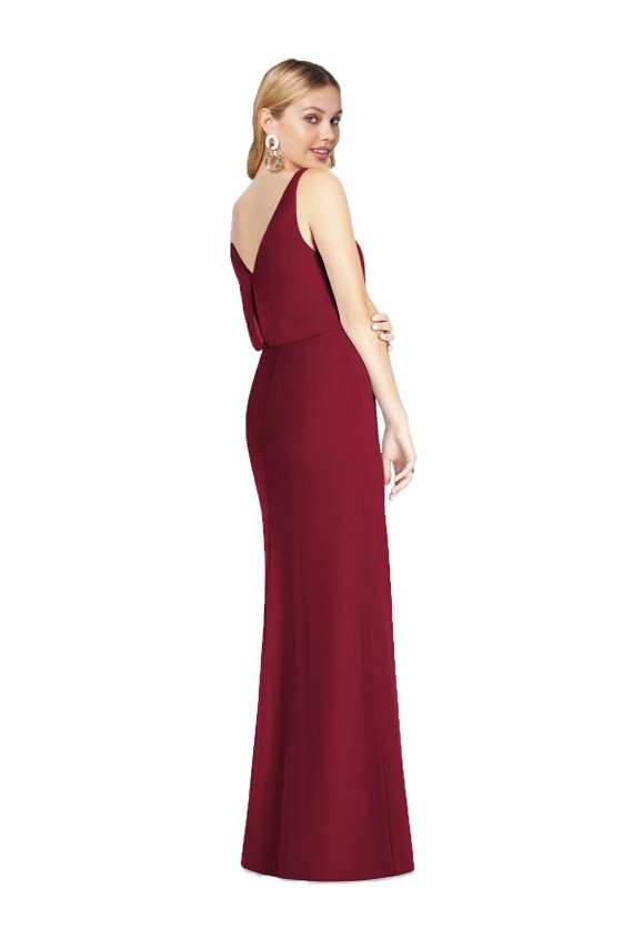 Sleeveless V-Neck Soft Chiffon Dusty Pink Long Bridesmaid Dress Leicester