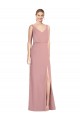 Sleeveless V-Neck Soft Chiffon Dusty Pink Long Bridesmaid Dress Leicester